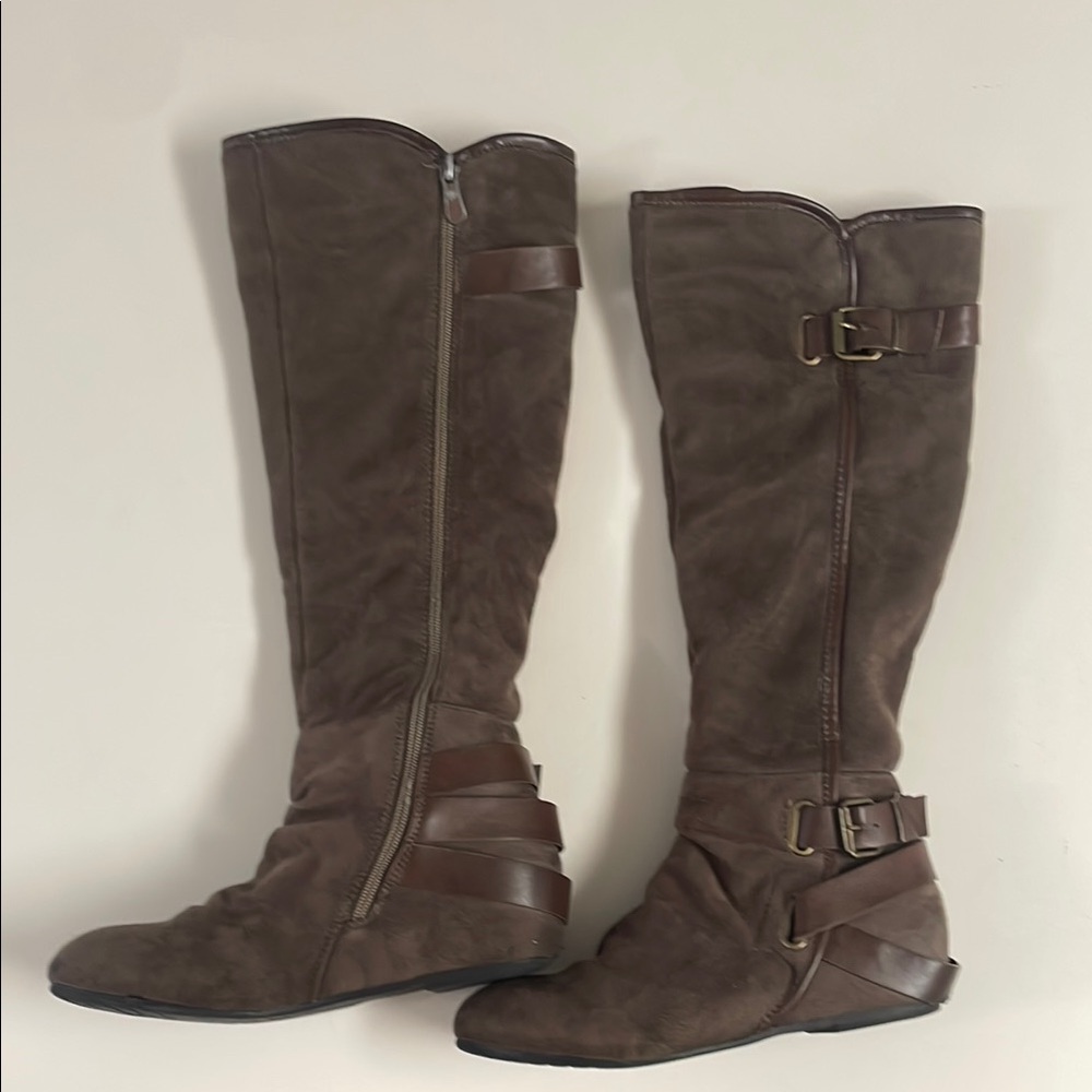 Dream Pairs Brown Over the Knee Boots with Buckle Details